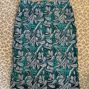 Anthropologie Maeve Eyelet Green and Blue Lace Pencil Skirt | 4